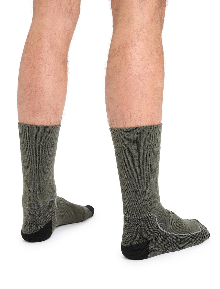 Men's Icebreaker Merino Hike+ Heavy Crew Socks Loden / Black | CA 1926NWYB